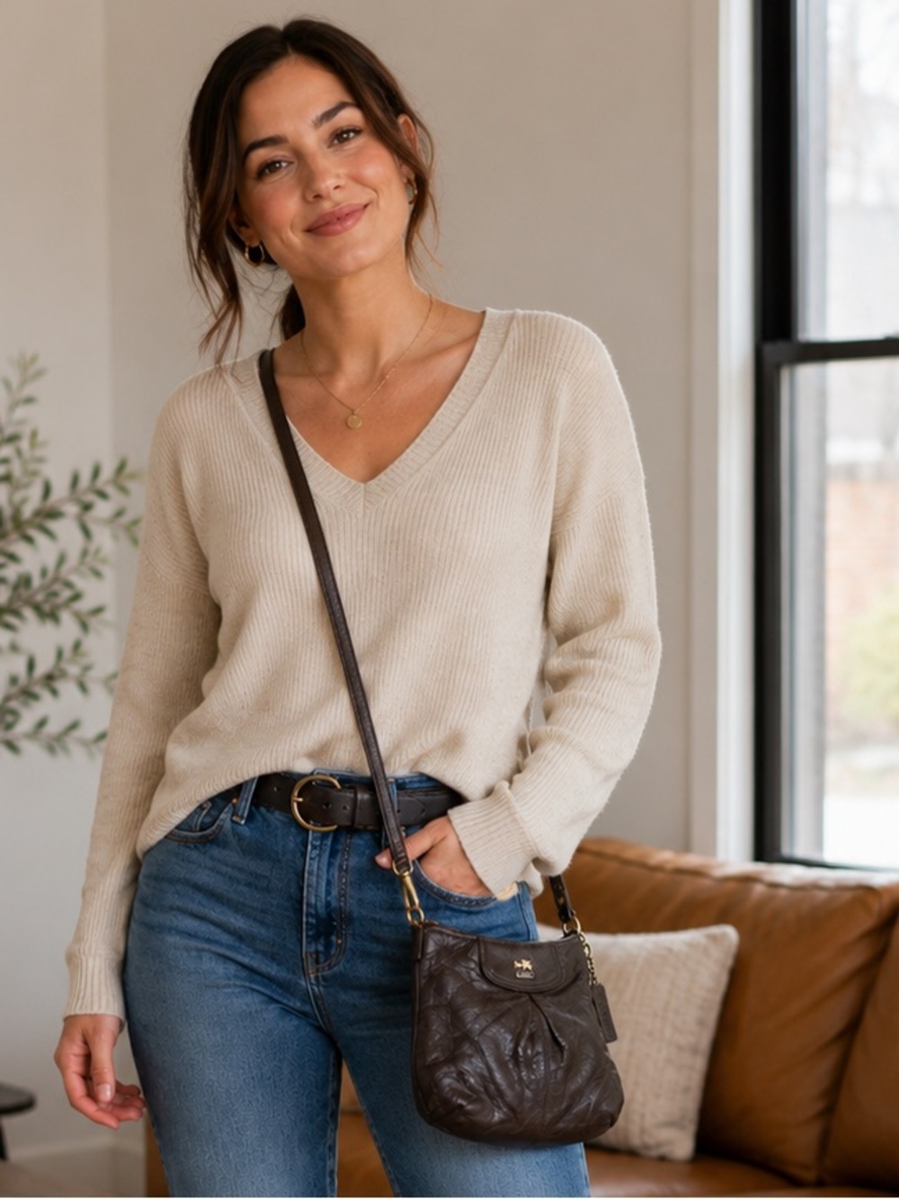 Coach Madison Brown Leather Crossbody Shoulder Bag Y2K Purse